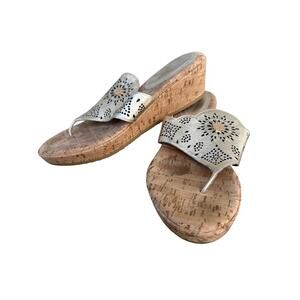 Eric Javits Gold Cork Wedge Sandals - Size 12M - Boho‎ Chic